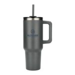 Branded Pinnacle 40 oz Vacuum Insulated Eco-Friendly Travel Tumbler With Straw Gray