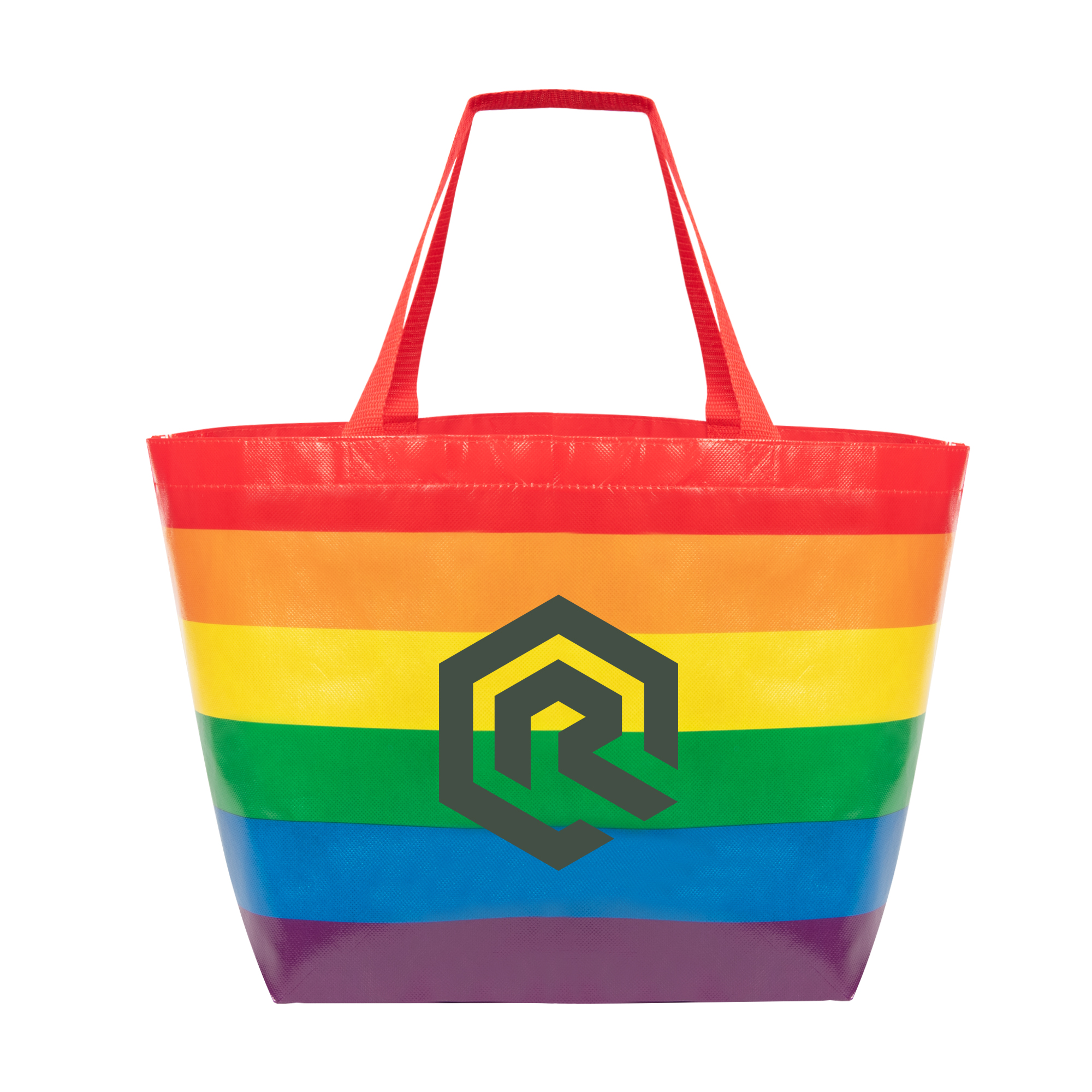 Custom Branded Rainbow Laminated Non-Woven Tote Bag - Rainbow