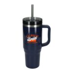 Branded Thor 40 oz Eco-Friendly Straw Tumbler Navy