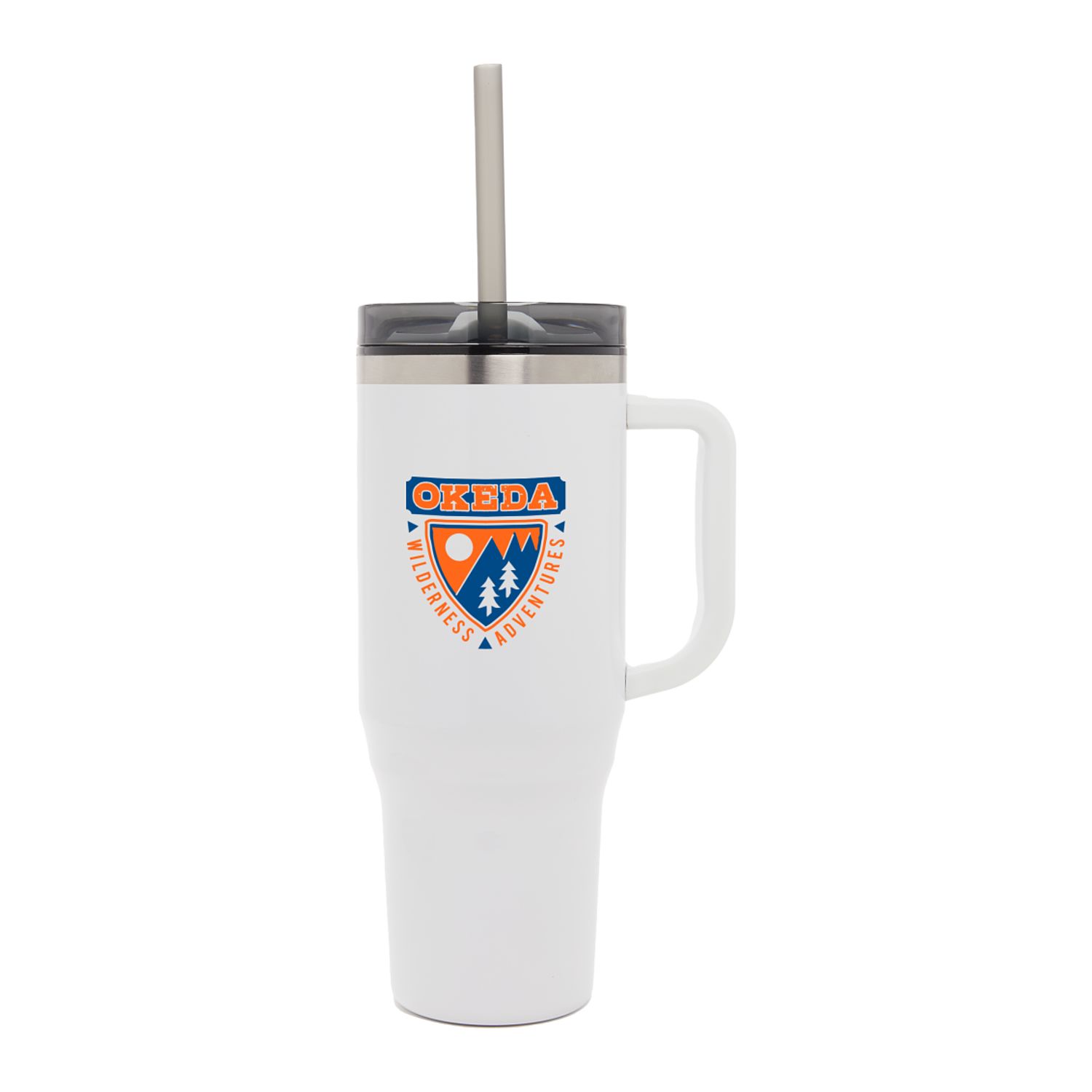 Custom Branded Thor 40 oz Eco-Friendly Straw Tumbler - White