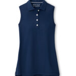 Branded Peter Millar Women’s Sleeveless Banded Button Polo Navy