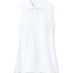 Branded Peter Millar Women’s Sleeveless Banded Button Polo White