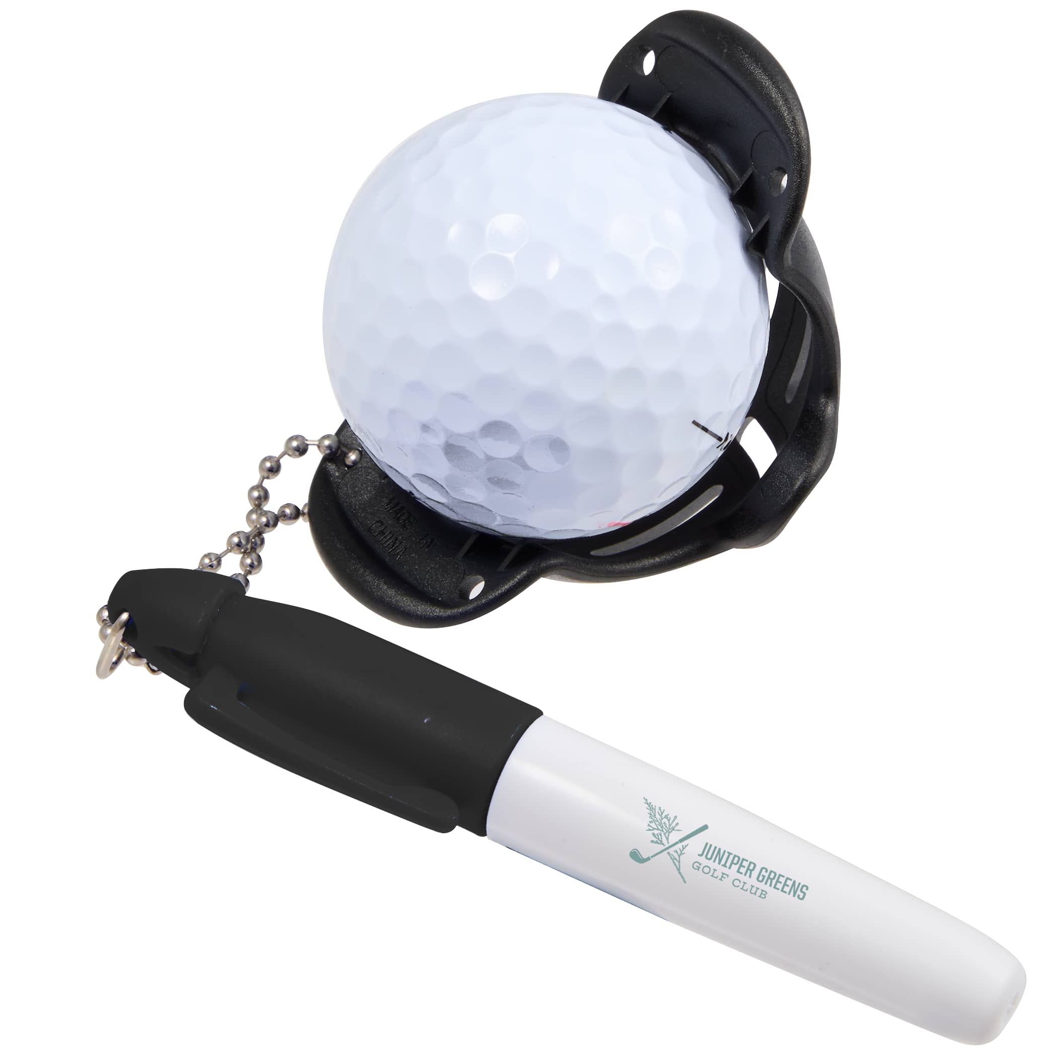 Custom Branded Golf Ball Stencil with Marker - Black 