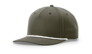 Branded 5 Panel Classic Rope Cap Dark Olive/White