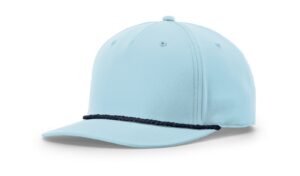 Branded 5 Panel Classic Rope Cap Soft Blue/White