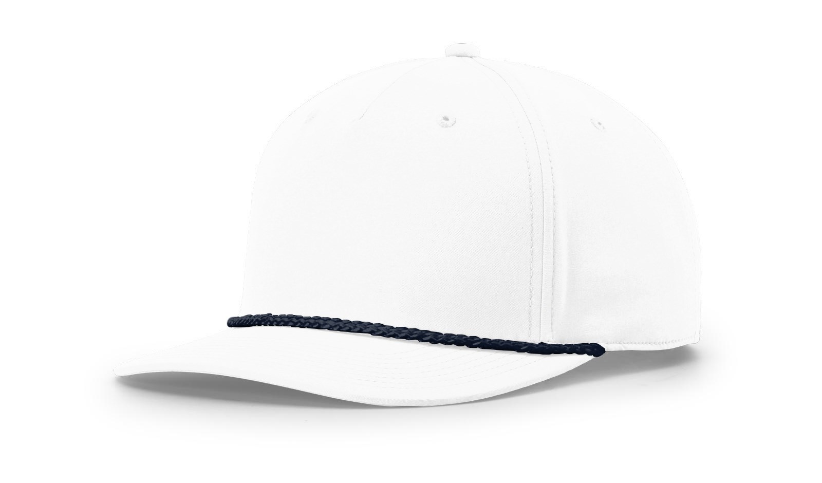 Custom Branded 5 Panel Classic Rope Cap - White/Navy