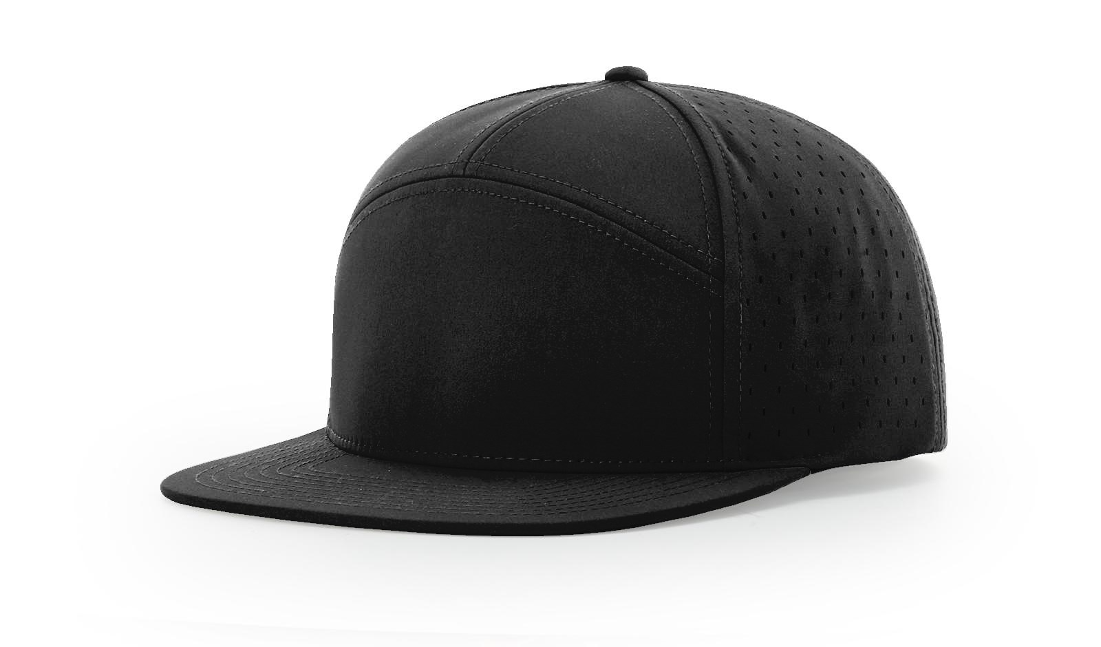 Custom Branded Richardson 7 Panel Performance Hat - Black