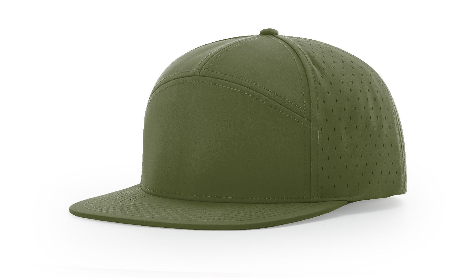 Custom Branded Richardson 7 Panel Performance Hat - Moss Green